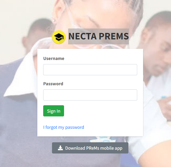 PREMS NECTA Login for Schools
